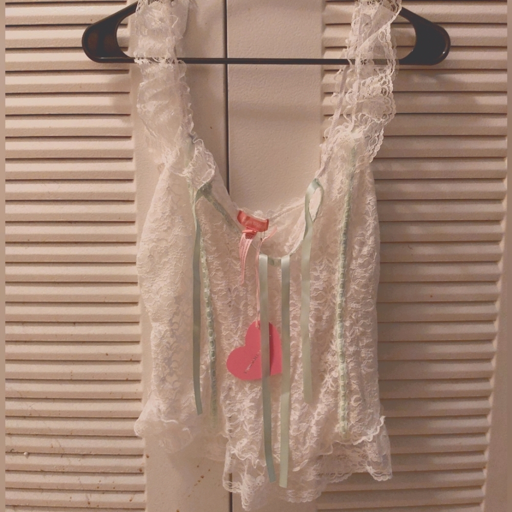Dolls Kill Sugar Thrillz Sheer White Lingerie Top NWT